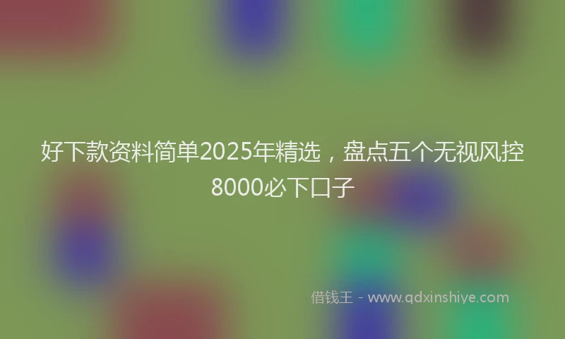 好下款资料简单2025年精选，盘点五个无视风控8000必下口子