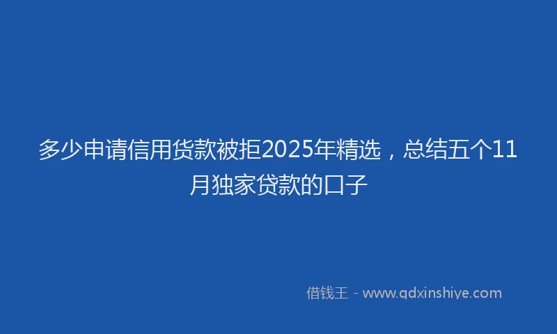 多少申请信用货款被拒2025年精选，总结五个11月独家贷款的口子