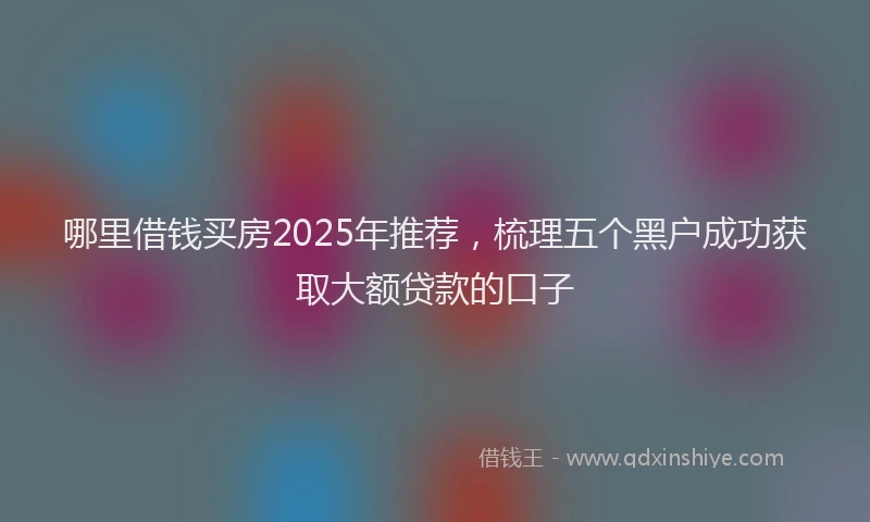 哪里借钱买房2025年推荐，梳理五个黑户成功获取大额贷款的口子