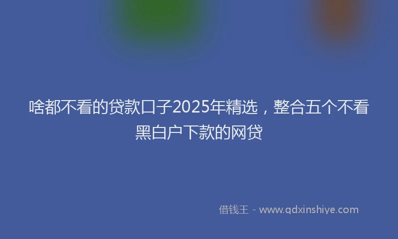 啥都不看的贷款口子2025年精选，整合五个不看黑白户下款的网贷