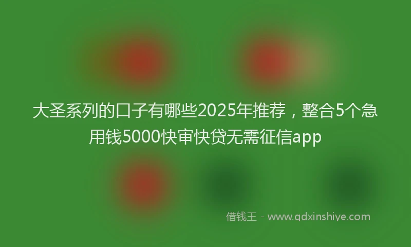 大圣系列的口子有哪些2025年推荐，整合5个急用钱5000快审快贷无需征信app