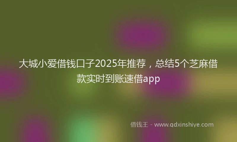 大城小爱借钱口子2025年推荐，总结5个芝麻借款实时到账速借app