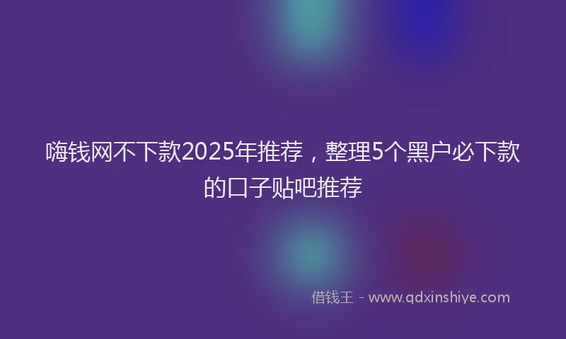 嗨钱网不下款2025年推荐，整理5个黑户必下款的口子贴吧推荐