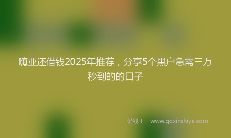 嗨亚还借钱2025年推荐，分享5个黑户急需三万秒到的的口子