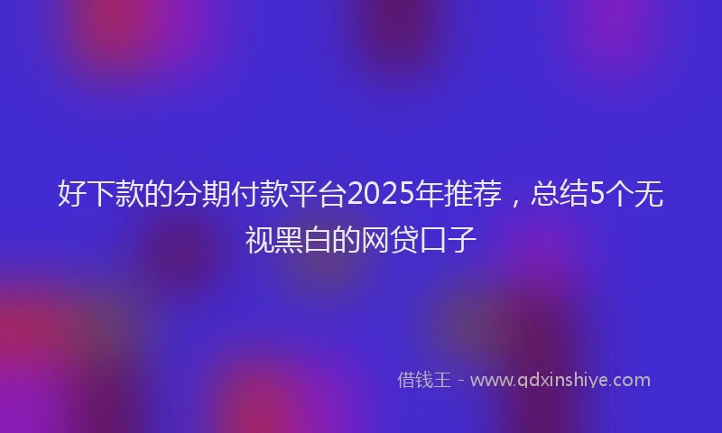 好下款的分期付款平台2025年推荐，总结5个无视黑白的网贷口子