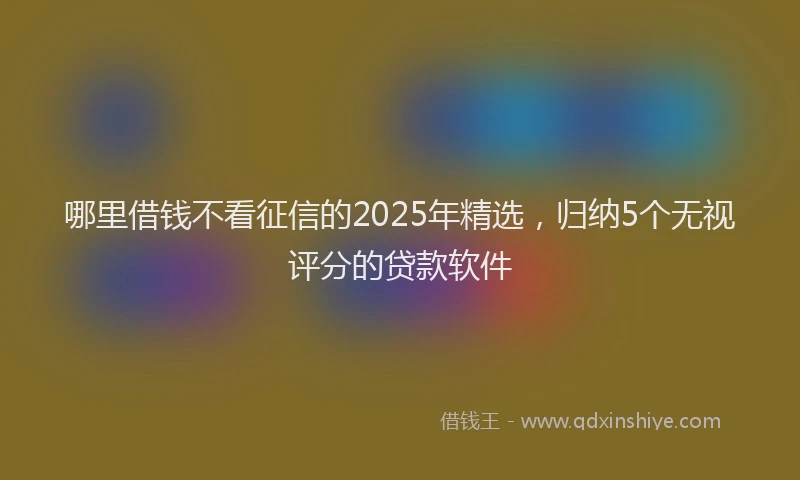 哪里借钱不看征信的2025年精选，归纳5个无视评分的贷款软件