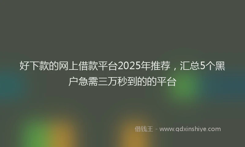 好下款的网上借款平台2025年推荐，汇总5个黑户急需三万秒到的的平台