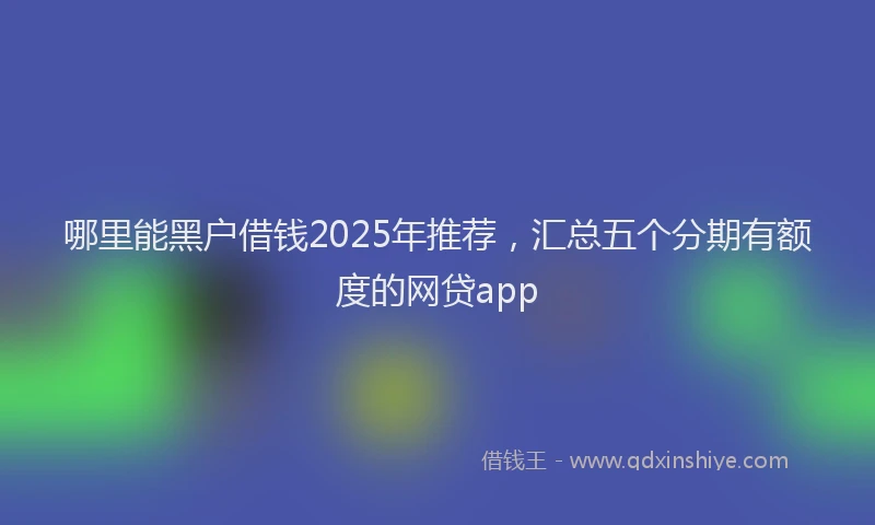 哪里能黑户借钱2025年推荐，汇总五个分期有额度的网贷app