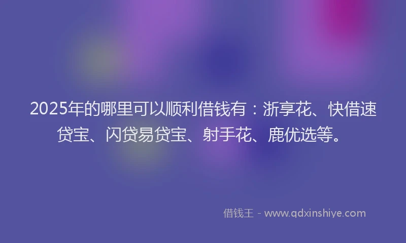 2025年的哪里可以顺利借钱有：浙享花、快借速贷宝、闪贷易贷宝、射手花、鹿优选等。