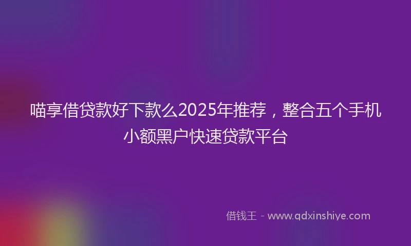 喵享借贷款好下款么2025年推荐，整合五个手机小额黑户快速贷款平台