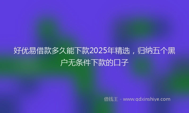 好优易借款多久能下款2025年精选，归纳五个黑户无条件下款的口子