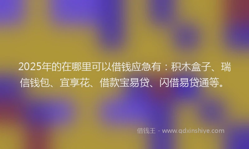 2025年的在哪里可以借钱应急有：积木盒子、瑞信钱包、宜享花、借款宝易贷、闪借易贷通等。