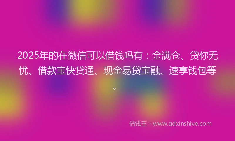 2025年的在微信可以借钱吗有：金满仓、贷你无忧、借款宝快贷通、现金易贷宝融、速享钱包等。