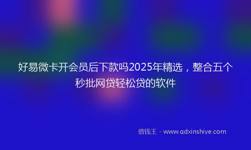 好易微卡开会员后下款吗2025年精选，整合五个秒批网贷轻松贷的软件