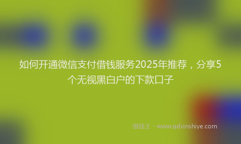 如何开通微信支付借钱服务2025年推荐，分享5个无视黑白户的下款口子