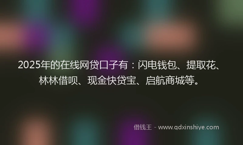2025年的在线网贷口子有：闪电钱包、提取花、林林借呗、现金快贷宝、启航商城等。