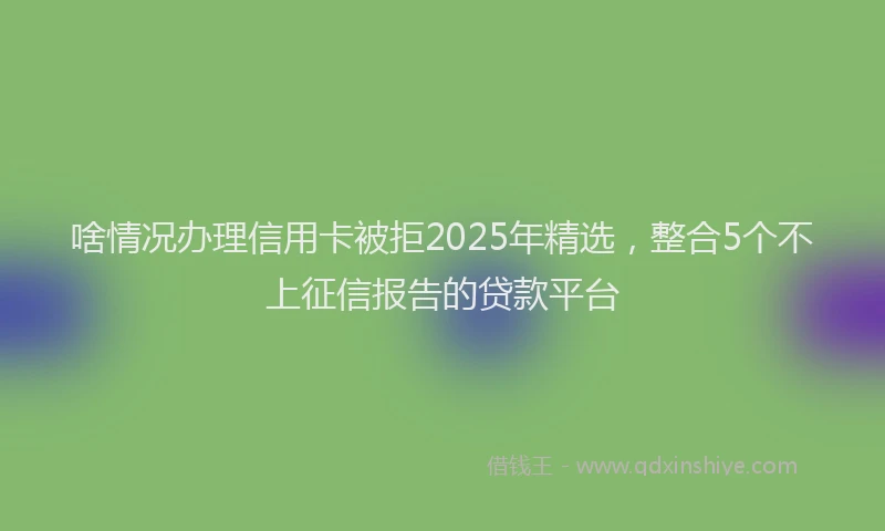 啥情况办理信用卡被拒2025年精选，整合5个不上征信报告的贷款平台
