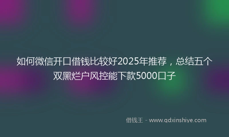如何微信开口借钱比较好2025年推荐，总结五个双黑烂户风控能下款5000口子