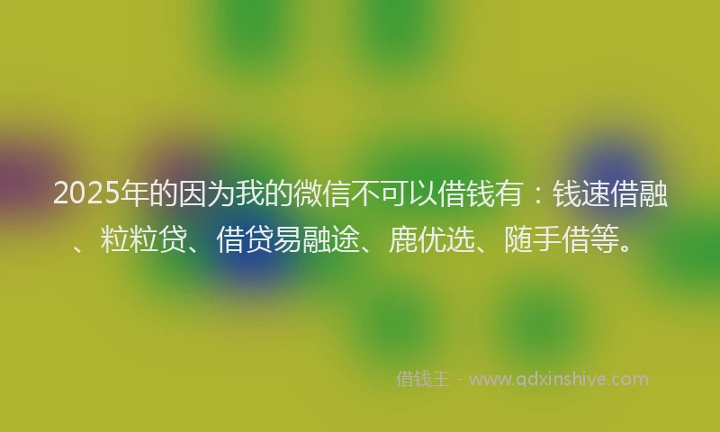 2025年的因为我的微信不可以借钱有：钱速借融、粒粒贷、借贷易融途、鹿优选、随手借等。