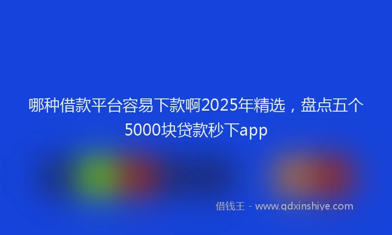 哪种借款平台容易下款啊2025年精选，盘点五个5000块贷款秒下app