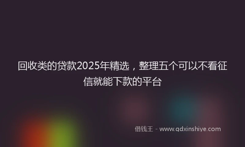 回收类的贷款2025年精选，整理五个可以不看征信就能下款的平台