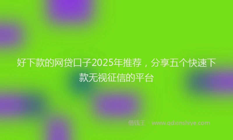 好下款的网贷口子2025年推荐，分享五个快速下款无视征信的平台