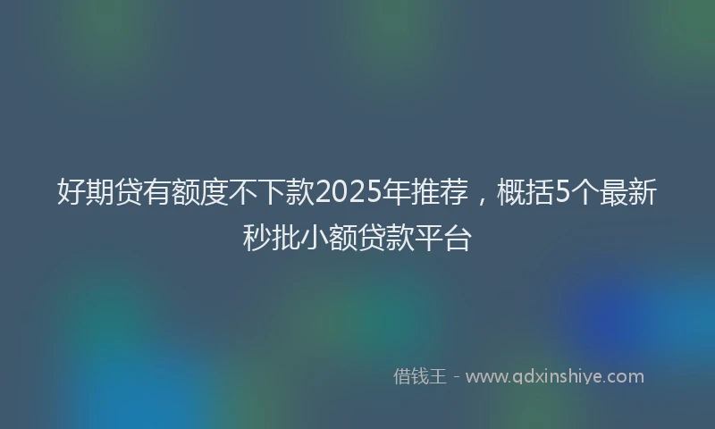 好期贷有额度不下款2025年推荐，概括5个最新秒批小额贷款平台