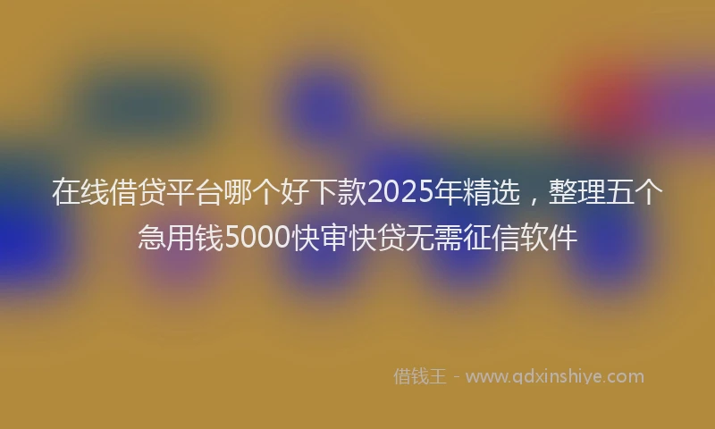 在线借贷平台哪个好下款2025年精选，整理五个急用钱5000快审快贷无需征信软件