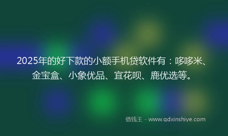 2025年的好下款的小额手机贷软件有：哆哆米、金宝盒、小象优品、宜花呗、鹿优选等。