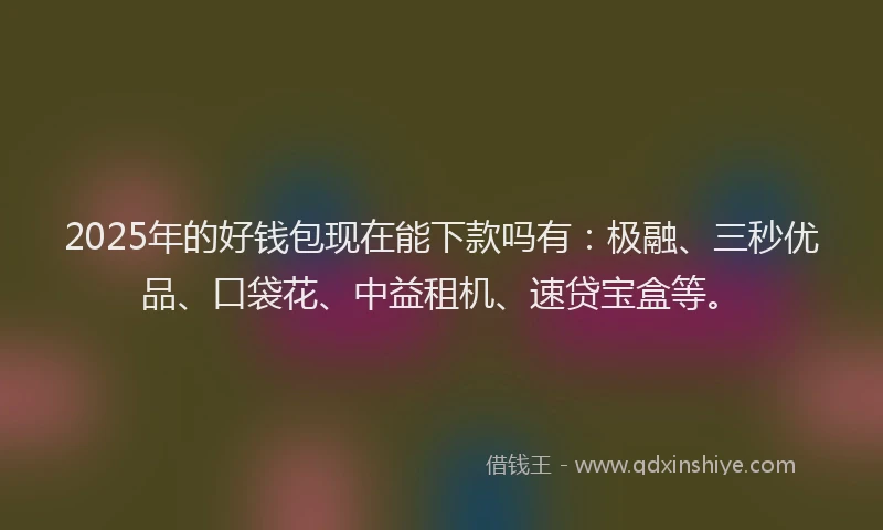 2025年的好钱包现在能下款吗有：极融、三秒优品、口袋花、中益租机、速贷宝盒等。