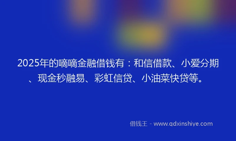 2025年的嘀嘀金融借钱有：和信借款、小爱分期、现金秒融易、彩虹信贷、小油菜快贷等。