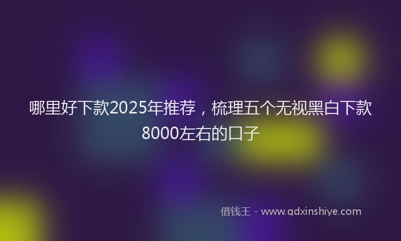 哪里好下款2025年推荐，梳理五个无视黑白下款8000左右的口子