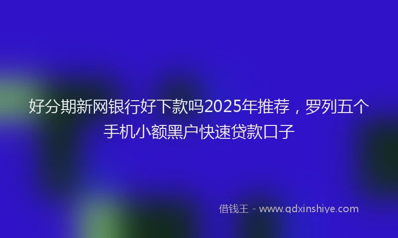 好分期新网银行好下款吗2025年推荐，罗列五个手机小额黑户快速贷款口子