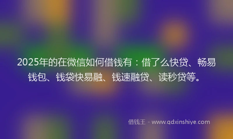 2025年的在微信如何借钱有：借了么快贷、畅易钱包、钱袋快易融、钱速融贷、读秒贷等。