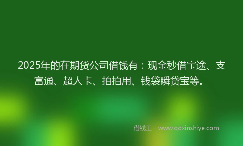 2025年的在期货公司借钱有：现金秒借宝途、支富通、超人卡、拍拍用、钱袋瞬贷宝等。
