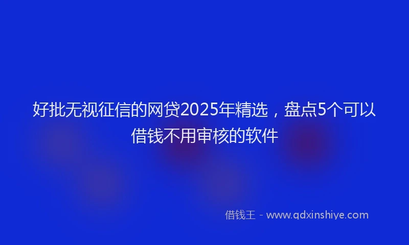 好批无视征信的网贷2025年精选，盘点5个可以借钱不用审核的软件