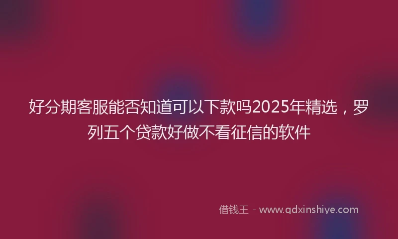 好分期客服能否知道可以下款吗2025年精选，罗列五个贷款好做不看征信的软件