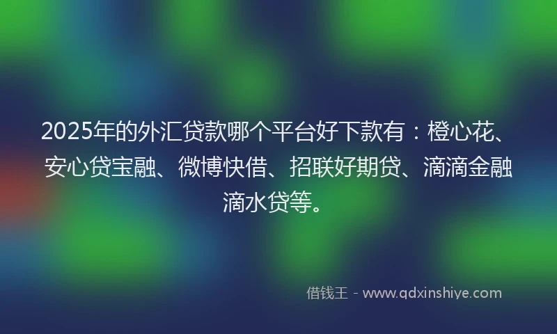 2025年的外汇贷款哪个平台好下款有：橙心花、安心贷宝融、微博快借、招联好期贷、滴滴金融滴水贷等。