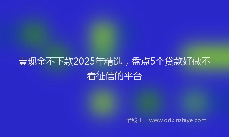 壹现金不下款2025年精选，盘点5个贷款好做不看征信的平台