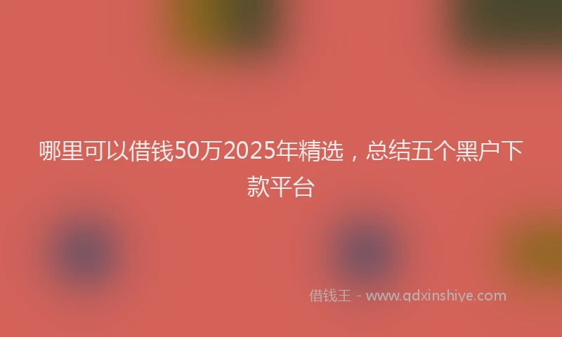 哪里可以借钱50万2025年精选，总结五个黑户下款平台