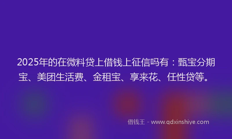 2025年的在微料贷上借钱上征信吗有：甄宝分期宝、美团生活费、金租宝、享来花、任性贷等。