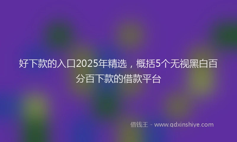 好下款的入口2025年精选，概括5个无视黑白百分百下款的借款平台