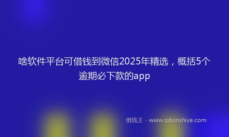 啥软件平台可借钱到微信2025年精选，概括5个逾期必下款的app