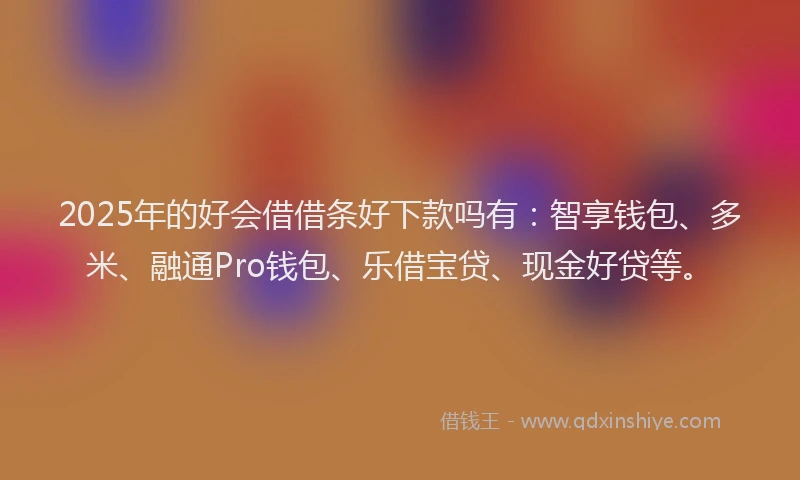 2025年的好会借借条好下款吗有：智享钱包、多米、融通Pro钱包、乐借宝贷、现金好贷等。
