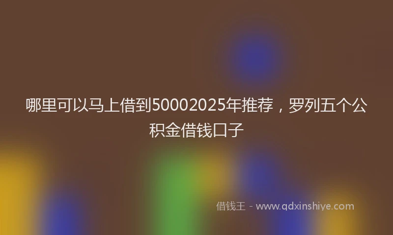 哪里可以马上借到50002025年推荐，罗列五个公积金借钱口子