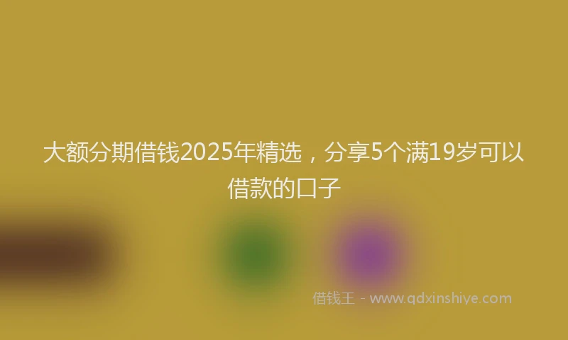 大额分期借钱2025年精选，分享5个满19岁可以借款的口子