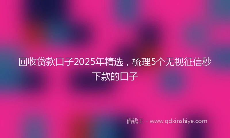 回收贷款口子2025年精选，梳理5个无视征信秒下款的口子