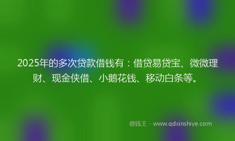 2025年的多次贷款借钱有：借贷易贷宝、微微理财、现金侠借、小鹅花钱、移动白条等。