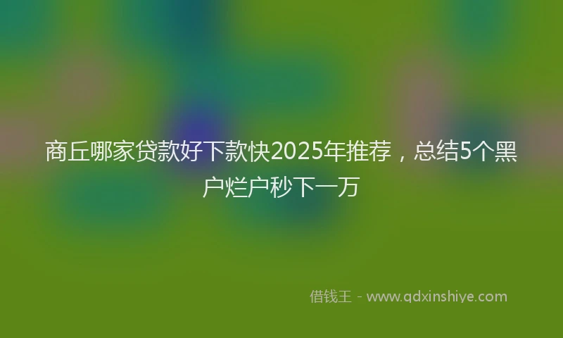 商丘哪家贷款好下款快2025年推荐，总结5个黑户烂户秒下一万