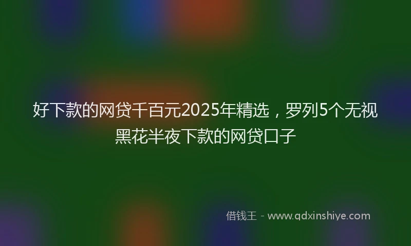 好下款的网贷千百元2025年精选，罗列5个无视黑花半夜下款的网贷口子